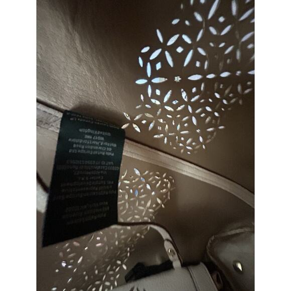 Ralph Lauren Laser Cut Perforated Chantilly Classic Tote Bag & Clutch Ivory Read - Picture 10 of 16